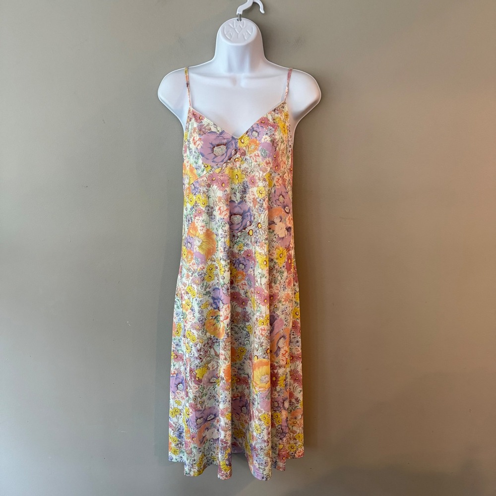 Zimmermann Floral Midi Slip Dress Lace Trim Sz 2 Garden Party Feminine Boho Chic